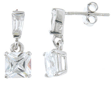 925 sterling silver platinum finish princess fashion earrings 2 5 ct