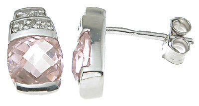 925 sterling silver rhodium finish simulated lavender crystal cushion cut fashion earrings
