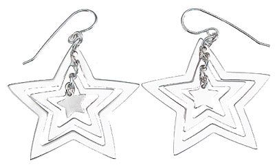 925 sterling silver rhodium finish star fashion earrings
