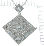 925 sterling silver cz brilliant locket antique style necklace 1 ct