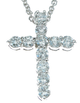 925 sterling silver rhodium finish cz cross necklace 1 ct
