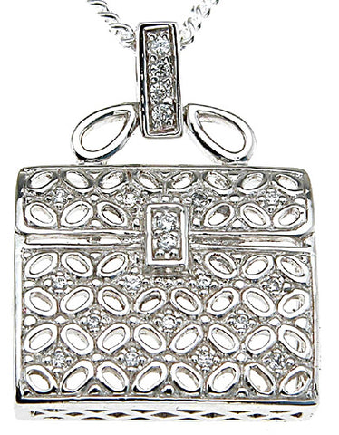 925 sterling silver rhodium finish cz fashion pave pendant