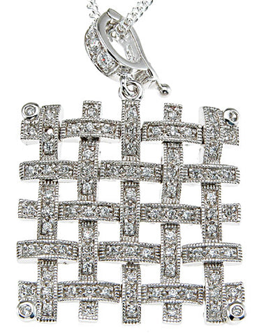 925 sterling silver rhodium finish cz pave pendant