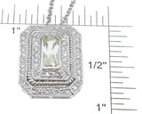 925 sterling silver rhodium finish emerald cut antique style pave pendant 2 ct