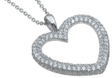 925 sterling silver fashion heart pave pendant 2 5 ct