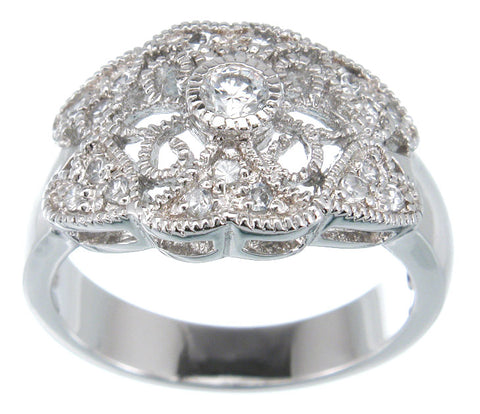 925 sterling silver platinum finish antique style ring