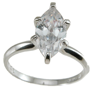 925 sterling silver cz marquise solitaire wedding ring