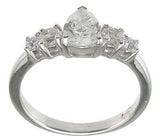 925 sterling silver rhodium finish cz pear shape prong engagement ring