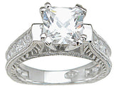 925 sterling silver rhodium finish cz princess engagement set ring antique style