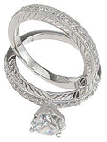 925 sterling silver rhodium finish cz solitaire engagement set ring solitaire
