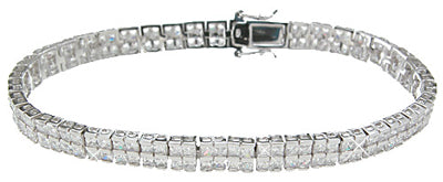 925 sterling silver rhodium finish cz princess fashion tennis channel bracelet