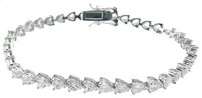 925 sterling silver rhodium finish cz heart bracelet 3 5 ct