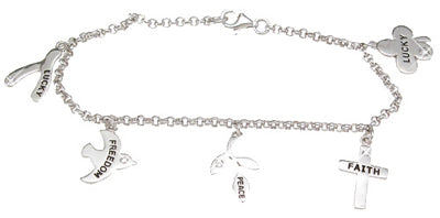 925 sterling silver rhodium finish cz charm bracelet pave 0 1 ct