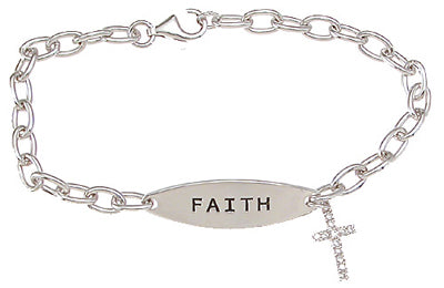 925 sterling silver rhodium finish faith bracelet