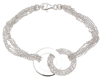 925 sterling silver rhodium finish cz link bracelet