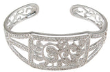 925 sterling silver rhodium finish antique style cuff bangle