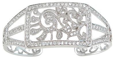 925 sterling silver rhodium finish antique style cuff bangle
