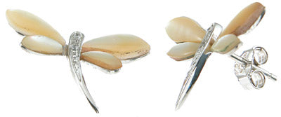 925 sterling silver rhodium finish sea shell dragon fly fashion earrings
