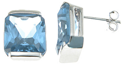 925 sterling silver rhodium finish simulated aquamarine emerald cut fashion earrings