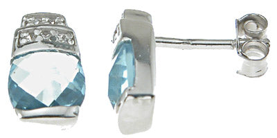 925 sterling silver rhodium finish simulated topaz crystal cushion cut fashion earrings