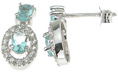 925 sterling silver rhodium finish simulated topaz oval fashion earrings