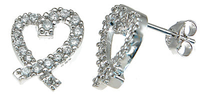 925 sterling silver rhodium finish cz brilliant heart fashion pave earrings