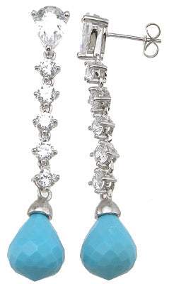925 sterling silver rhodium finish pear shape antique style prong earrings