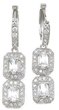 925 sterling silver rhodium finish emerald cut antique style pave earrings