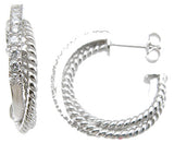 925 sterling silver rhodium finish brilliant hoop pave earrings