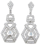 925 sterling silver rhodium finish brilliant baguettes antique style pave earrings