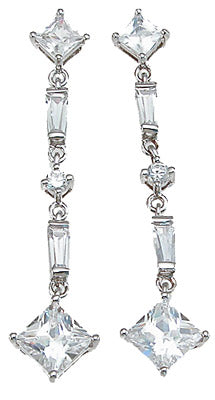 925 sterling silver rhodium finish cz princess earrings