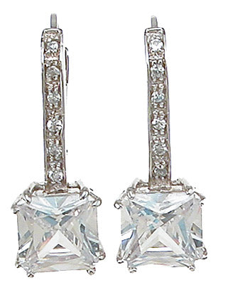 925 sterling silver rhodium finish princess fashion earrings