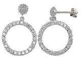 925 sterling silver rhodium finish fashion pave earrings 1 ct