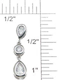 925 sterling silver rhodium finish cz three stone earrings