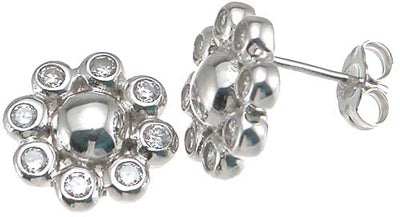 925 sterling silver rhodium finish cz bezel earrings