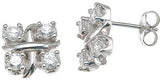 925 sterling silver rhodium finish cz tiffany style earrings