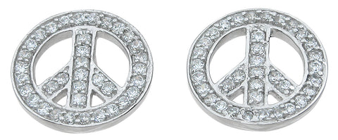 925 sterling silver peace sign fashion earrings