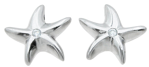925 sterling silver star fish earrings 0 05 ct