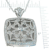 925 sterling silver rhodium finish cz brilliant locket antique style necklace 1 ct