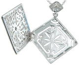 925 sterling silver cz brilliant locket antique style necklace 1 ct