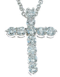 925 sterling silver rhodium finish cz cross necklace 1 ct