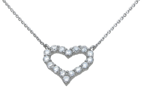 925 sterling silver heart necklace 2 ct rhodium finish