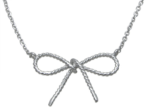 925 sterling silver bow tie necklace