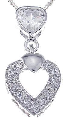 925 sterling silver platinum finish antique style pave heart pendant