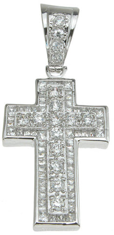 925 sterling silver rhodium finish cross pave pendant