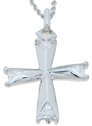 925 sterling silver rhodium finish cross prong pendant