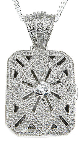 925 sterling silver rhodium finish locket antique style lock pave pendant