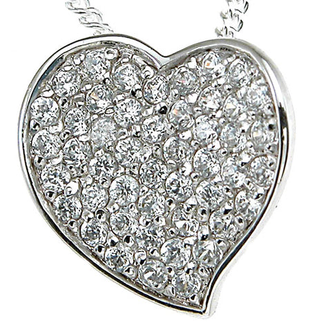 925 sterling silver rhodium finish heart fashion heart pave pendant