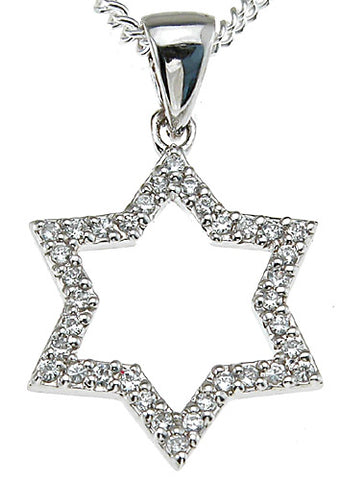 925 sterling silver rhodium finish star fashion prong pendant
