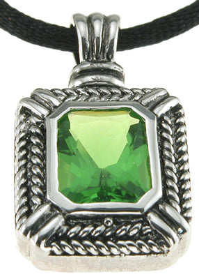 925 sterling silver rhodium finish simulated tourmaline emerald cut designer inspired pendant